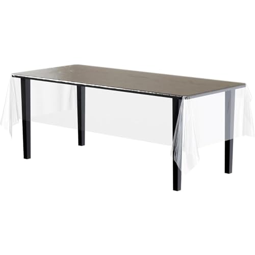 Exquisite 12-Pack Premium Plastic Tablecloth 54in. x 108in. Rectangle - Clear