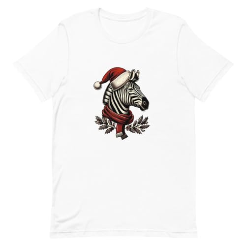 T-shirt zèbre de Noël blanc M : la solution pour un look de fête confortable