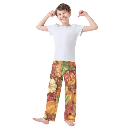 Pumpkin Harvest Boys Long Pants Soft Trousers Elastic Waist Kids Lounge Bottoms with Pockets S-XL3