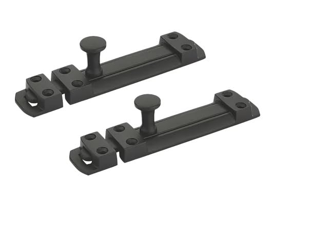 Golden Grace Security Door Slide Bolt Tower in Matt Black Finish, Patio Lock, Garage Backyard Gates - Pack of 2-100mm 4"