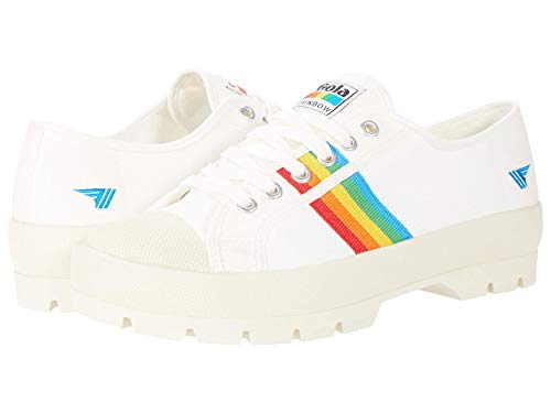 Image of Gola Coaster Peak Rainbow Womens Fashion Trainers in Off White Multicolour - 4 UK