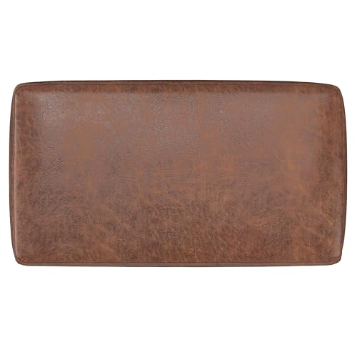 SIMPLIHOME Milltown Small Ottoman Bench - 27 inch Wide Upholstered Vegan Leather Rectangle Footstool Ottoman in Distressed Saddle Brown, Contemporary Bench for Bedroom with Cushioned Seat, Assembled by SIMPLIHOME - Image 3