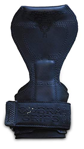Cobra Grips Pro - Guanti per sollevamento pesi, resistenti cinghie alternative, per deadlifts regolabili, in neoprene, imbottiti, supporto per bodybuilding (gomma nera getto)
