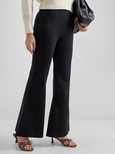 Image of Tokyo Talkies Women's Stretchable Bootcut Pants | High Rise Flared Trousers |Travel & Formal Wear|Workwear Trousers