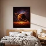 lianyibo Planet Space Arte En Lienzo Para Pared, Fiery Cosmic Galaxy Impresión, Sci Fi Astronomical Decor Para Dormitorio, Sala De Estar, Office (20x30cm/sin Marco)