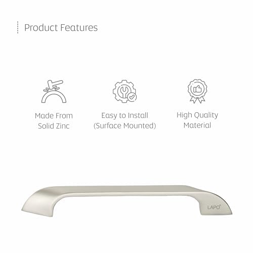 Image of LAPO 6 Piece Cabinet Drawer Handles for Kitchen, 9 Inch Wardrobe Handle, Pull Handles for Pooja Mandir, Cupboard, Almirah (224mm, Satin Matt Finish, 3 Years Warranty) Twist
