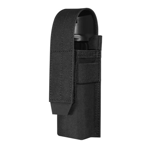 KRYDEX Flashlight Holster Molle OC/Mace Spray Holder Adjustable Torch Carrier Multitool Case with Molle and Belt Loop (BK)
