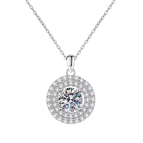 Collier rond moissanite pendentif femme chic et chaîne argent pour décolleté élégant