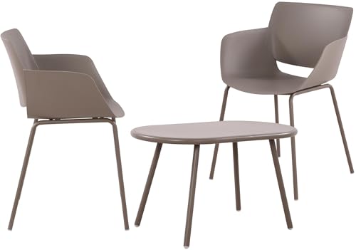 CLP Salon Velvena pour Le Jardin I Ensemble Table Velva et chaises Alpena I Résistant aux intempéries et aux UV, Couleur:Taupe, Contenu du Set:2 chaises