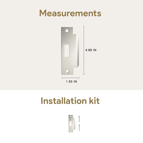 Image of Mega Handles T-Strike Door Plate - Durable Door Strike Plate, Silver Strike Plates for Interior Doors