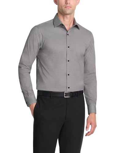 Van Heusen Men's Dress Shirt Slim Fit Ultra Wrinkle Free Flex Collar Stretch, Black 3