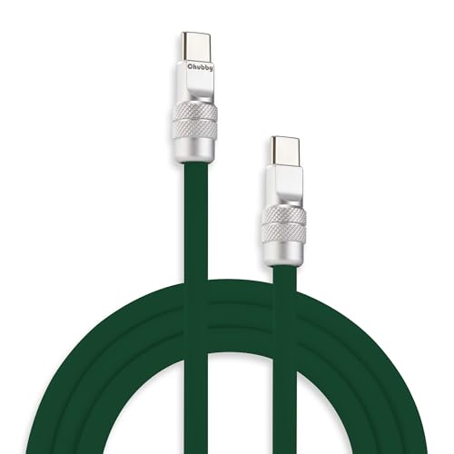 Image of chubbycable Chubby 2.0 Fast Charging Cable Durable Soft Silicone USB C Cable 240W Extra Thick Phone Charger Cord Data Transfer Cord, Dark Green, Type-C to Type-C, 8.2FT