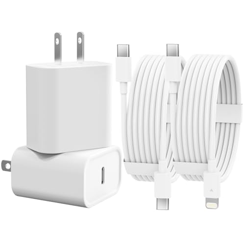 USB C Charger, 20W PD USB C Fast Wall Charger Adapter with 6FT Lightning & Type C to C Cable Compatible for iPhone 15/15 Pro/15 Plus/15 Pro Max, iPad Mini 6/ Pro 2021, MacBook Pro 2020, Samsung Galaxy