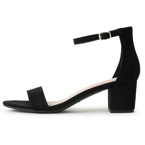 Image of J. Adams Daisy Heeled Sandals - Ankle Strap Low Block, Open Toe Dress Pumps, Chunky Heels - Dressy Shoes for Women - Bridal, Wedding, Summer Sandals