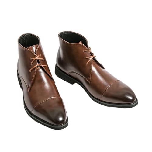 XCTDSVAH Chelsea Boot Homme Chaussures Montantes Pointues For Homme, Grandes Pointures, Basses, Brillantes, Habillées, Style Gentleman(Brown,47(EU-45))