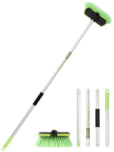 4 Sections PBT Car Wash Brush 60” 151cm with Extendable Aluminum Long Handle...