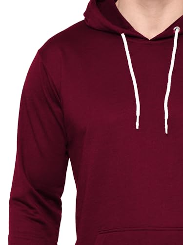 Image of TQH Men's Cotton Blend Fleece Solid Hooded Neck Sweatshirt