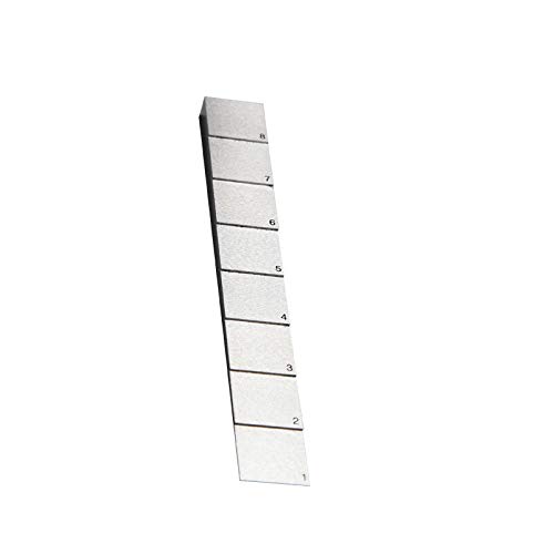 Bloque de calibración de 8 pasos YUSHI para medidor de espesores ultrasónicos en ensayos no destructivos: 1 mm, 2 mm, 3 mm, 4 mm, 5 mm, 6 mm, 7 mm y 8 mm, acero 1018 miniatura 4