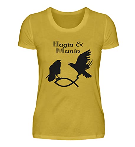 T-shirt femme Hugin & Munin jaune haut de gamme taille XXXL ample
