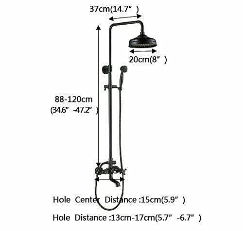 Robinet de douche pommeau 8" douchette à main bronze mélangeur bain - 5