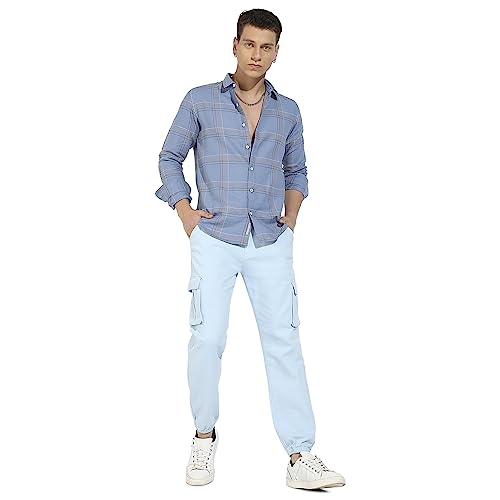 Image of CAHOOT Men's Button Up Regular Fit Shirt for Casual Wear | Regular Sleeve | Spread Collar | Button Closure | Shirts Crafted with Comfort Fit for Everyday Wear