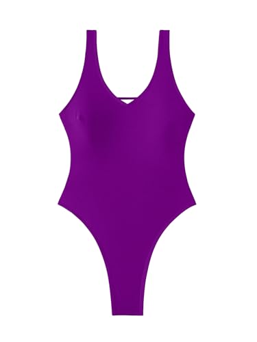 Image of Foxiny Sexy Backless Cheeky High Cut Leg Thong V Neck One Piece Swimsuit