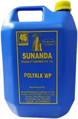 SUNANDA POLYALK WP waterproofing solution for External Wall, Terrace, Roof Slabs, Sunk portion, Watertanks, Balcony 5 Kg, Yellow Emulsion