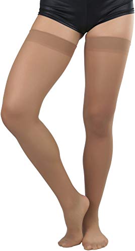 ToBeInStyle Women's Seamless Thigh High Nylon Stocking With Opaque Band