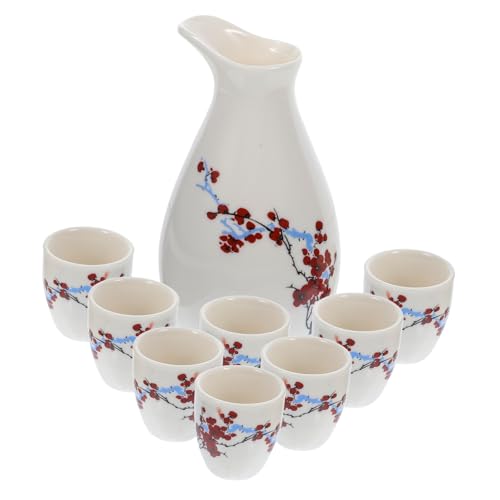 Alipis Cerámica para Sake Tetera Vintage con Jarra y Pequeñas Copas Resistente y Elegante para Lavavajillas para Regalo y Decoración Reuniones