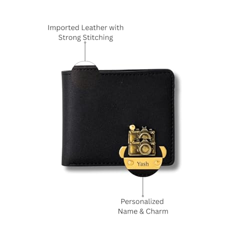 Image of Thebaegift Men's Personalized Wallet I Customized Slim Stylish Leather Purse with Name & Charm I Unique Birthday Anniversary Gift for Men Boy Love Husband Employees Clients (Black IMP)