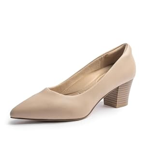 Damen Pumps Kleidschuhe mit niedrigem Blockabsatz Heels für Frauen, Arch Support, Low Chunky Block Closed Toe Heels, Komfortable Pointed Toe Slip on Work Dress Office Schuhe