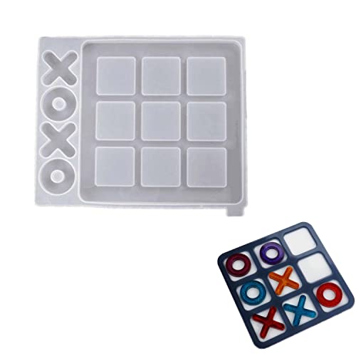 1 Piece Tic Tac Toe Mold Fun Family Chess Resin Mould XO Board Mold for DIY Family Party DIY Making