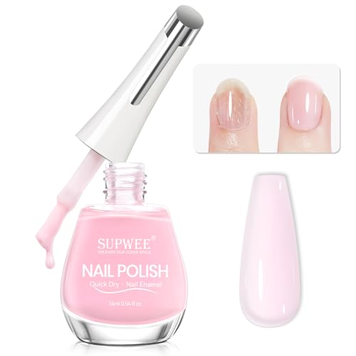 SUPWEE Sheer Nail Polish Quick DryRegular Air Dry Fast Clear Fingernail Lacquer Help Nail Strengthener Hardener Strong and Growth 0.54 fl.oz