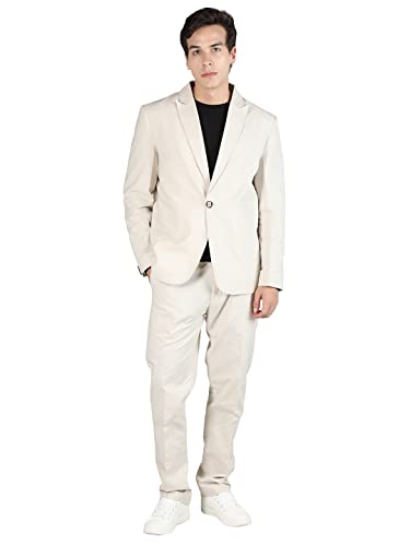 Image of CHKOKKO Men Solid Slim Fit Notched Lapel Single Breasted Formal Blazer