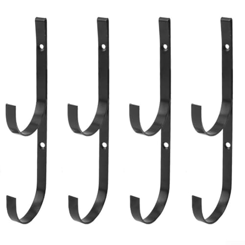 Lecreatekit Juego de 4 perchas para postes de piscina, perfectas para colgar en skimmers y equipos de jardín en vallas o paredes (negro)
