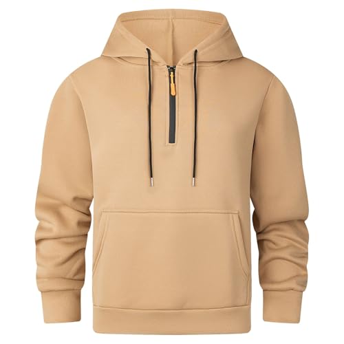 Hoodie for Men Casual Quarter Zip Hooded Pullover Fashion Long Sleeve Comfort Sweatshirts with Pocket