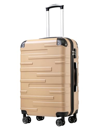 Image of Coolife Luggage Expandable(only 28 inch) Suitcase 3 Piece Set with TSA Lock Spinner 20in24in28in, champagne, M(24in)