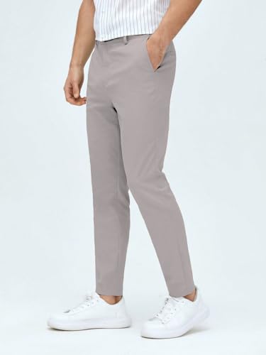 Image of AVANOVA Men's Classic Dress Pants with Side Pockets | Solid Tapered Suit Trousers, Business Formal Office Wear Regular Fit Pants, Stretchable Blend Slim Carrot Fit (Trouser 255)