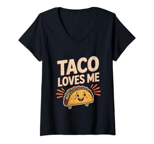 Femme Mèmes Amusants sur Les Tacos Taco m'aime Les Tacos adorent Les Dictons Amusants sur Les Tacos T-Shirt avec Col en V