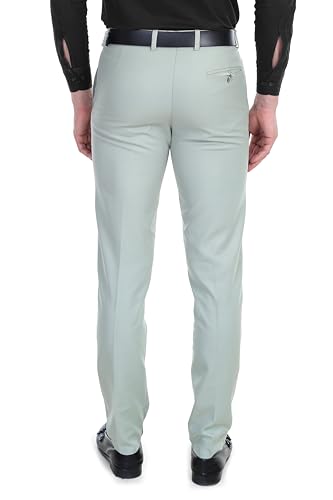 Image of Men's Stretchable Solid Plain Formal Trousers - Regular Fit Stylish Pants for Office & Party, Fashionable Dress Trousers for Men