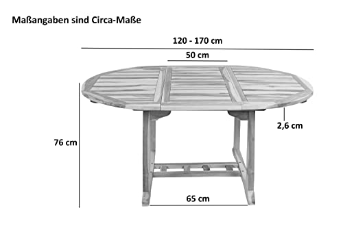 Ausziehbarer Gartentisch mit Schirmloch aus Teakholz