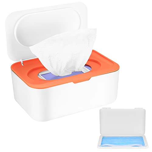 Caja para Toallitas Húmedas, Dispensador de Toallitas Humedas de Pañal Caja, Caja de Pañuelos Húmedos, Caja de Servilletas con Tapa para Tejidos de Bebé, con Caja Almacenamiento Máscara (naranja)
