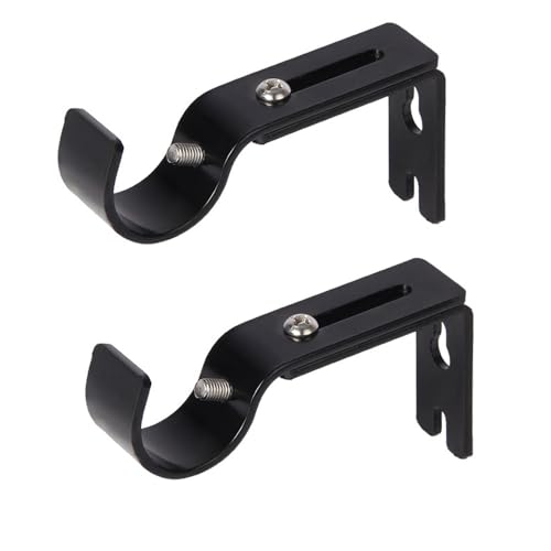 Lucaidian Adjustable Curtain Rod Wall Bracket Hooks 2-Pack for Kitchen, Living Room, Bedroom.