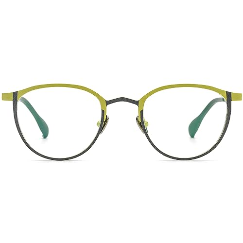 Image of FONEX Colorful Pure Titanium Glasses Frame Women Retro Round Eyeglasses F85782