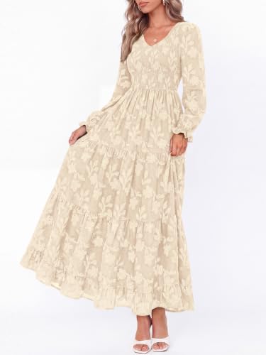 KIRUNDO Womens Long Sleeve V Neck Wedding Guest Maxi Dress - image 4