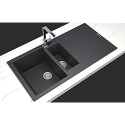 Fregadero Troya Realstone Fregadero empotrable de granito, antracita, 100 x 50 cm