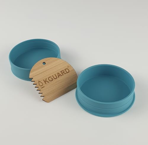 KGuard WaxBox – Wiederverwendbare Silikonbox in Lebensmittelqualität mit Bambusschaber – Zum Transportieren, Recyceln und Schützen deines Surf-, Kite- oder SUP-Wachses – Ø 8 cm / 56 g – Türkis