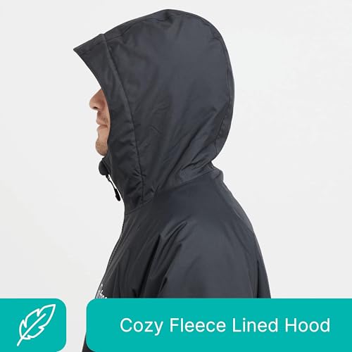 Freespirit Unisex Aquarobe Pro Waterproof Jacket With Hood, Fleece Lining & 2 Zipped Pockets For Adults, Oversized Changing & Dry Robe For Men & Women (Uk, Alpha, S, M, Regular, Regular, Black) - 4