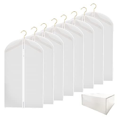 LMQSCH Hanging Garment Bags Lightweight Suit Bags, Garment Bags for Hanging Clothes, Garment Cover, Clear Garment Bag PEVA Breathable for Closet Clothes Storage- 24 inches x 40 inches / 8 Pieces