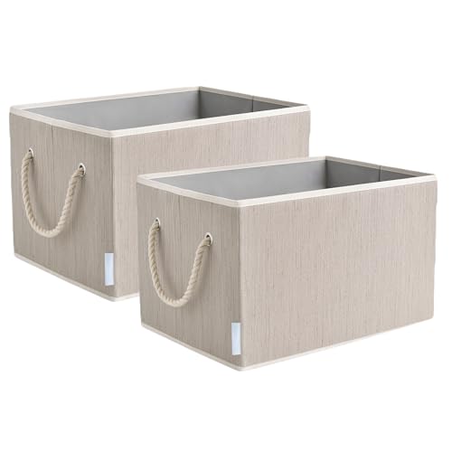 Bac de rangement robuste lot de 2 paniers pliables couleur argile pour etagere